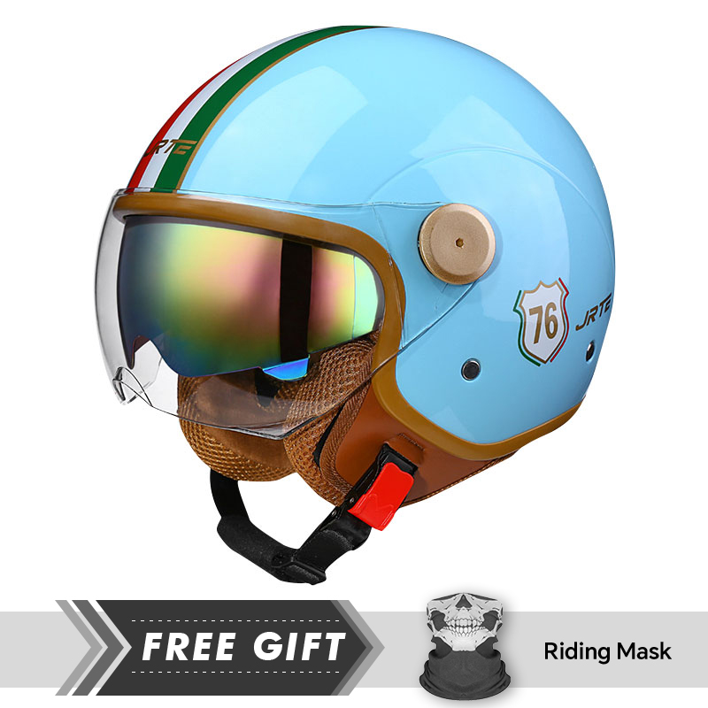 Motorcycle Gear In Store - Double Lens Motorcycle Helmets Retro DOT