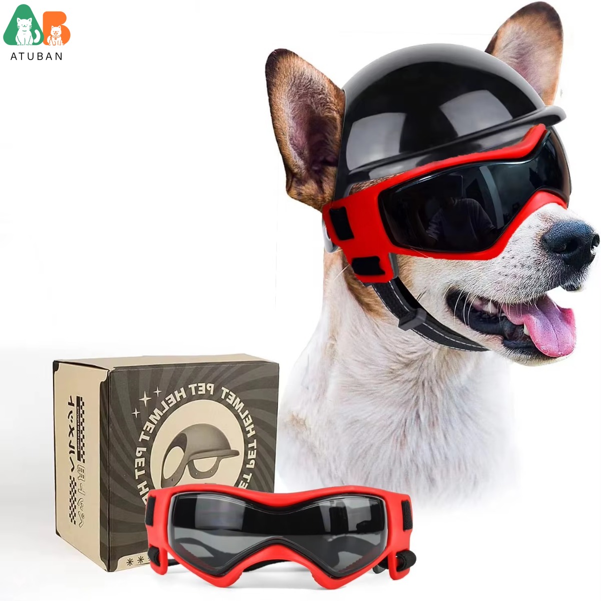 Dog Sunglasses Pet Helmet Set  - Motorcycle Gear Dogs recension och pris