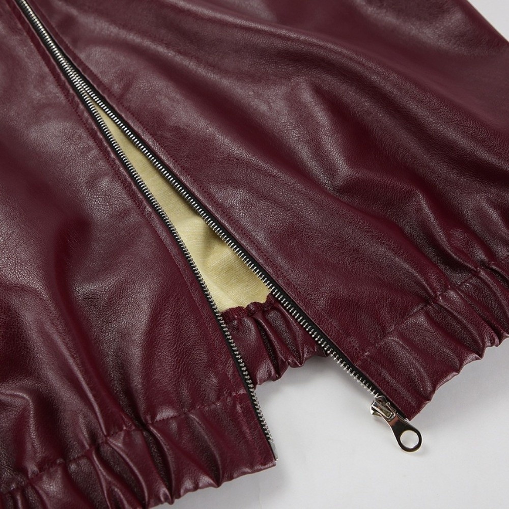 Vintage PU Leather Jacket Wine - Motorcycle Gear Outfit recension och pris