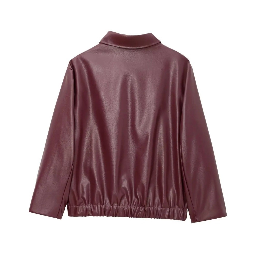 Vintage PU Leather Jacket Wine - Motorcycle Gear Outfit recension och pris