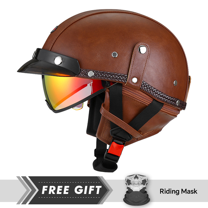 Adult Retro Half Face Helmet D - Motorcycle Gear In Store recension och pris